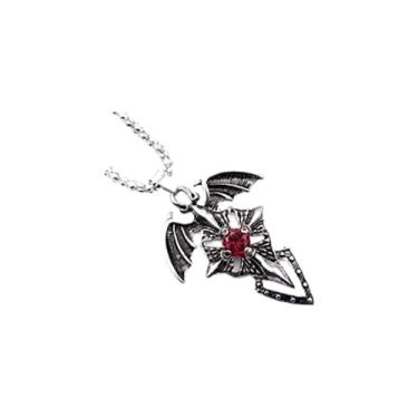 Imagem de Corrente com Pingente Aço Inox Asas da Liberdade (Pedra vermelha)