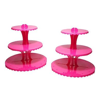 Imagem de 2 Suportes para Doces, Cup Cakes e Pirulitos Lembrancinhas Piruliteira Porta Balas Centro de Mesa Decora Festas (Pink)