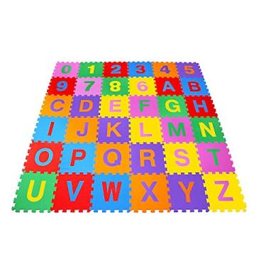 Imagem de Jogo Educativo Tapete Alfabeto Números Encaixados E.V.A 36 Placas