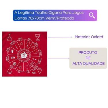 Imagem de A Legítima Toalha Cigana Para Jogos Cartas 70X70Cm Verm/Prat