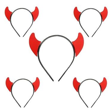 Imagem de Kit com 5 Tiara de Diabinha Vermelha para Festa Carnaval Halloween Adulto e Infantil