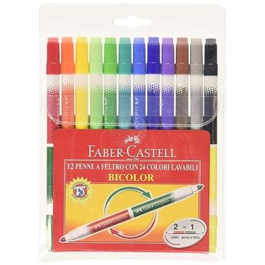 Imagem de Hidrográfica Bicolor 12 Canetas/24 Cores, Faber-Castell, 15.0612P, Multicor