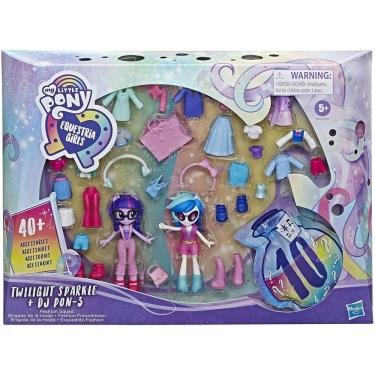 Imagem de Conjunto de bonecas Equestria Girls Fashion Squad Twilight Sparkle e DJ Pon-3 com mais de 40 acessórios de moda