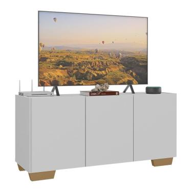 Imagem de Rack Para Tv Até 32 Polegadas Com 3 Portas Multimóveis Mp1068 Branco/natural Branco/natural
