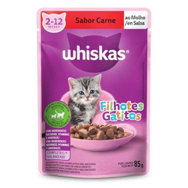 Imagem de Whiskas Sachê Carne ao Molho - Ração Úmida Para Gatos Filhotes, 85g