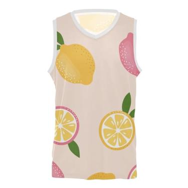 Imagem de KLL Camiseta de basquete juvenil Scrimmage Juicy Pink e Yellow Lemons Confortável Futebol Treino Jersey para Homens e