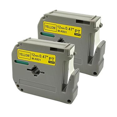Imagem de Label Orison Fita M 2PK M-631 MK631 M631 M-K631 Compatível com Brother P-Touch PT-70BM, PT-M95, PT-90, PT-70, PT-65, PT-70SR, PT-80, 12 mm (0,47"), 1/2 polegada, preto em amarelo
