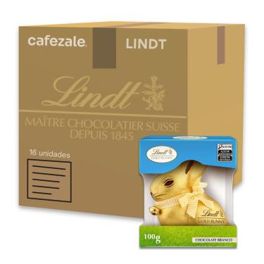 Imagem de Chocolate Suíço Lindt Branco Kit 16 Coelhos Gold Bunny 100g