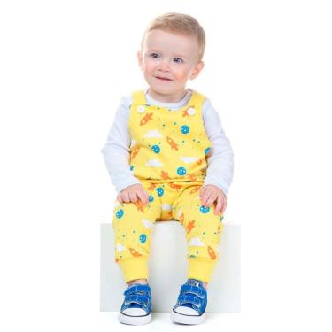 Imagem de Conjunto de Inverno Menino jardineira longa em moletom Felpudo com body