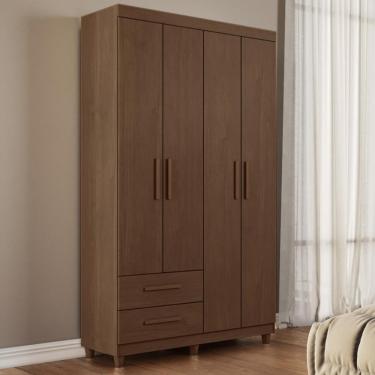 Imagem de Guarda Roupa Solteiro 4 Portas 2 Gavetas Canadá Plus Conquista Móveis - Cacau