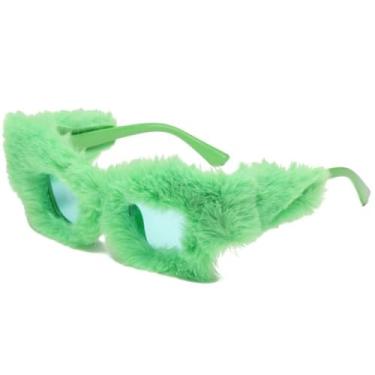 Imagem de Ã“culos de sol femininos de pelúcia, armação quadrada, festa, novidade, estilo moderno tons coloridos, c10, tamanho único