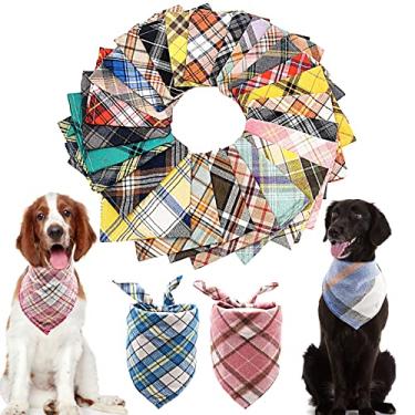 Imagem de PET SHOW 50 pçs Bulk Plaid Small Dog Bandanas Feminino Masculino Gato Filhotes Babadores Lavável Algodão Cabeça Triangular Cachecol Médio Cães Bandana Foto Adereço Cuidados Acessórios