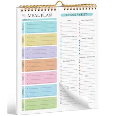 Imagem de Joyberg Caderno planejador de refeições 21,5 x 28 cm, 50 folhas magnéticas, de hélice dupla, lista de refeições e compras, agenda de cardápio montável na parede para plano diário e semanal