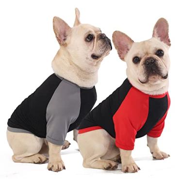 Imagem de Sychien Camisetas grandes de secagem rápida para cães, roupas de verão raglã leve, roupas lisas para treino, preto/vermelho + preto/cinza 3GG