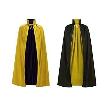 Imagem de yolsun Capa reversível preta e vermelha para adultos, fantasia de Halloween fantasia de bruxa vampiro, Amarelo, preto, 35.4''
