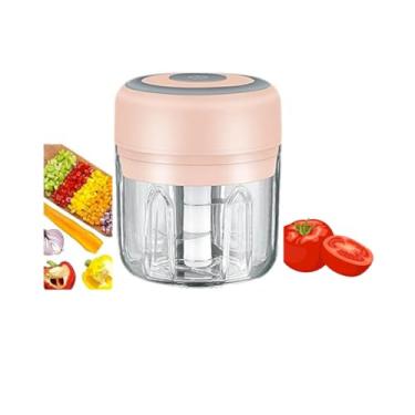 Imagem de Mini Processador Alimentos Elétrico 250ml Sem Fio - Tritura Alho, Pimenta, Frutas e Legumes - Praticidade na Cozinha Diária - PARRON (Rosa)