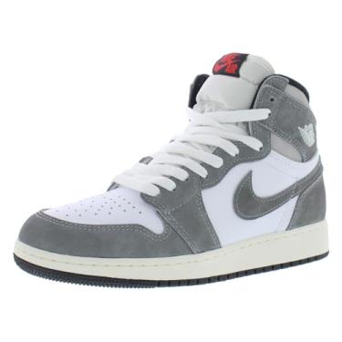 Imagem de Nike Tênis de basquete infantil Air Jordan 1 Retro High OG GS, Preto/vermelho fogo - cinza, 6 Big Kid