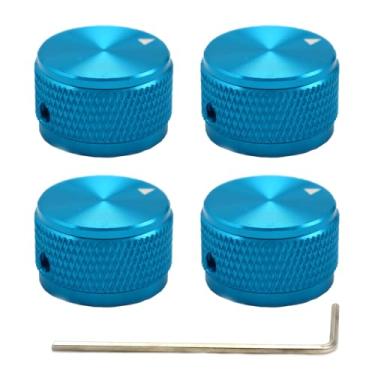 Imagem de Samherome Botão de controle de potenciômetro de liga de alumínio, botão de volume de metal universal para guitarra/baixo/teclado/AMPS/pré-amplificadores/equipamentos de áudio, botão de baixo de 6 mm