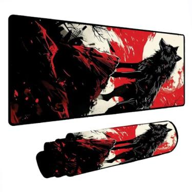 Imagem de Novo Mouse Pad Gamer Deskpad Speed Extra Grande Borda Costurada Profissional Varios Tamanhos - Lobo Lua (60X30)