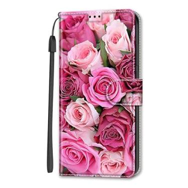 Imagem de Tznzxm Capa carteira para TCL 40 XE 5G, TCL 40X 5G (T601D), design de pintura de flores da moda, capa flip de couro PU, suporte para cartões, capa protetora magnética para celular TCL 40 NxtPaper 5G