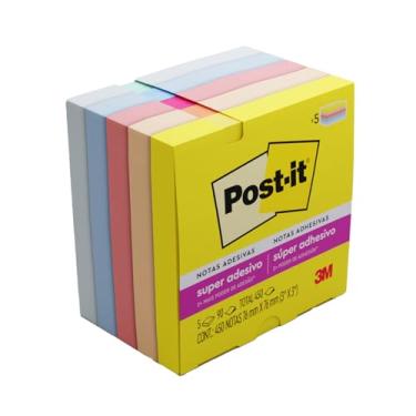 Imagem de Post-it, 3M, Bloco de Notas Adesivas, Coleção Alegria, 76x76, 450 folhas