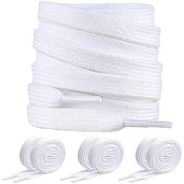 Imagem de 3 pares de cadarços para tênis, cadarços planos de 5/40" (100 cm) com vários comprimentos disponíveis para crianças e adultos - branco, Preto, Medium