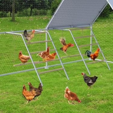 Imagem de Poleiro de galinha para galinheiro com balanço de frango, barras de galinha, escada de galinheiro, perfeito para aves de quintal, fácil instalação e limpeza (139 cm C x 104 cm L, 2 peças)