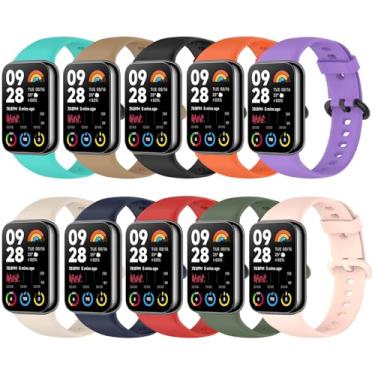 Imagem de Z.DuDuZAZA Pulseiras de silicone macio de substituição multicoloridas compatíveis com Xiaomi Smart Band 8 Pro, pacote com 10, perfeitas para Redmi Watch 4, para homens e mulheres (10 peças)