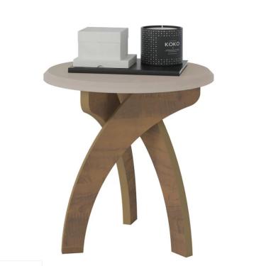 Imagem de Mesa de Apoio Artely Jade - Offwhite/Pinho
