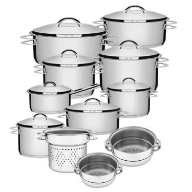 Imagem de Jogo de Panelas Solar 11 Peças em Aço Inox Fundo Triplo Tramontina