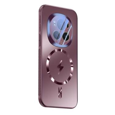 Imagem de POYUFRG Capa magnética para Honor Magic 6Pro/6, capa de carregamento sem fio, proteção total para lentes de policarbonato antiarranhões, capa fina, rosa, 6pro