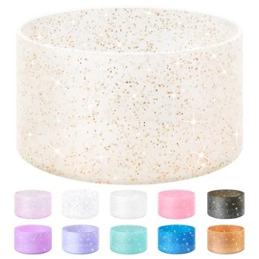 Imagem de Vmini Capa protetora para garrafas, silicone, glitter, compatível com Stanley Tumbler 591 ml–1,18 L, garrafa de água Hydro Flask 355 ml–710 ml, com fundo de 7,1–7,5 cm, base antiderrapante, brilhante