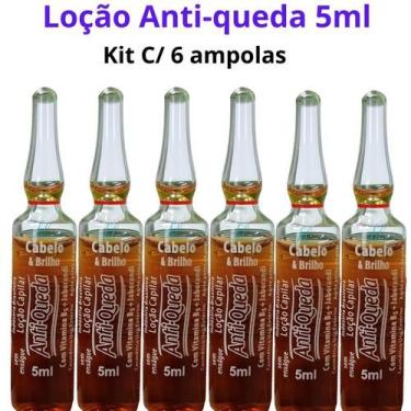 Imagem de Loção Antiqueda Cabelo E Brilho 5 Ml - Kit C/ 6 Ampolas - Arovitel
