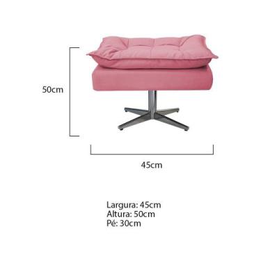 Imagem de Puff Banqueta Zatti Base Giratória de Metal Suede Rosa Bebê - KDAcanto