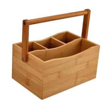 Imagem de Organizador de Bambu para Talheres Utensílios 4 Divisórias - Livon