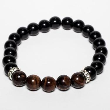 Imagem de Pulseira Pedra Natural Ônix com Olho de Boi - Vorax Acessórios, P - 17