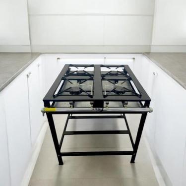 Imagem de Fogão 4 Bocas Industrial Alta Pressão Preto Queimador Ferro F4 - JME M