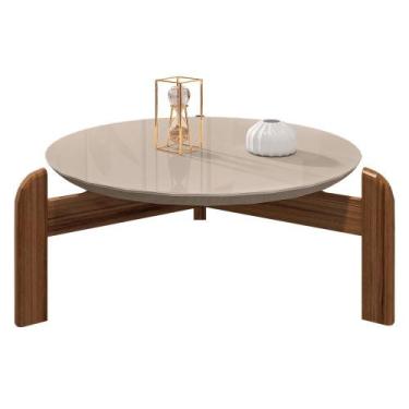 Imagem de Mesa de Centro Lizz Redonda - Casa D, Off White/Cedro