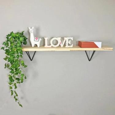 Imagem de Prateleira de Parede de Ferro e Madeira Industrial Pirâmide 100cm Natu