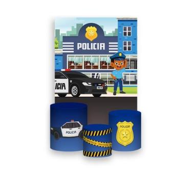 Imagem de Painel De Festa Vertical 1,50 x 2,20 + Trio De Capas Cilindro - Polici