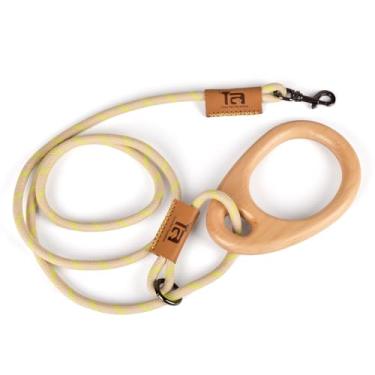 Imagem de Coleira para cães com cintura sem as mãos com cabo de madeira ajustável – Corda de algodão trançada durável para raças pequenas a grandes, corda de cachorro de 1,5 m mais longa