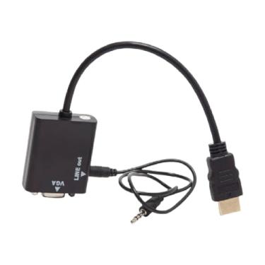 Imagem de Cabo Adaptador HDMI para VGA Saída Áudio P2 Conversor Laptop Desktop Monitor Projetor TV Console Jogos Chromebook PC Compatível 1080p