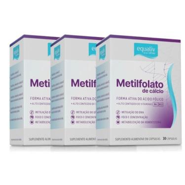 Imagem de Kit 3 Metilfolato de Cálcio Vitam B12  Ácido fólico Equaliv