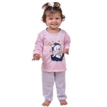 Imagem de Pijama Infantil Manga Comprida Estampado Inverno - WLS Modas, M, Rosa,