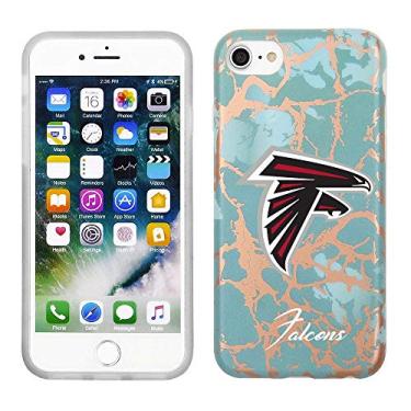 Imagem de Prime Brands Group Capa de celular para Apple iPhone 8/7/6S NFL licenciado Atlanta Falcons, azul-petróleo e mármore rosa dourado