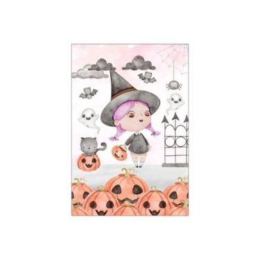 Imagem de Painel De Festa Vertical 1,50 x 2,20 - Halloween Bruxinha Rosa Cute 04