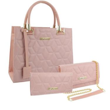 Imagem de Bolsa Feminina Grande Casual Moda + Bolsa Flap + Carteira - Selfie Sto