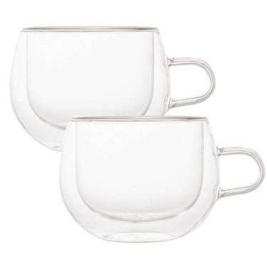 Imagem de Xícara parede dupla de vidro café Chá 240ml Grande 2 Peças - Lyor