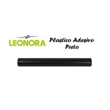 Imagem de Papel Plastico Adesivo Rolo 45cm x 10m Preto 79016 - LEONORA