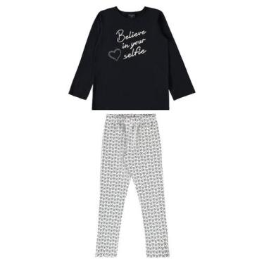 Imagem de Conjunto Blusa e Calça Legging Infantil para Menina Guloseima, Preto, 